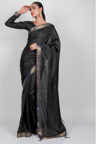 Luxurious Black Eastern Silk Saree