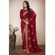 Maroon Embroidered Indian Festive Saree