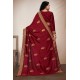 Maroon Embroidered Indian Festive Saree