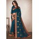 Gorgeous Peacock Blue Indian Designer Saree