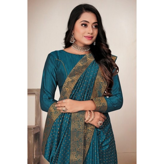 Peacock Blue Indian Women's Casual Saree