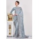 Bluish Grey Embroidered Indian Saree