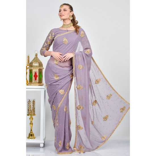 Deep Mauve Asian Designer Ethnic Saree