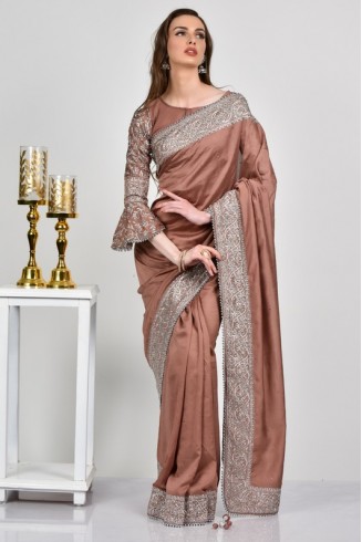 Rose Pink Fancy Formal Party Wear Saree