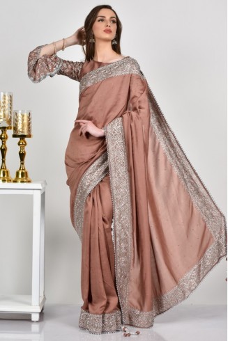 Rose Pink Fancy Formal Party Wear Saree