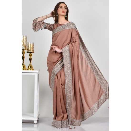 Rose Pink Fancy Formal Party Wear Saree