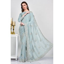 Aqua Blue Georgette Indian Saree Aqua Blue Georgette Indian Saree