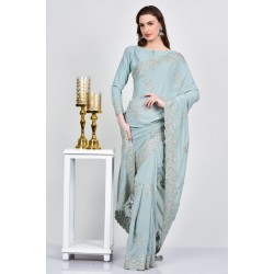 Aqua Blue Georgette Indian Saree Aqua Blue Georgette Indian Saree