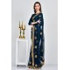 Peacock Blue Pakistani Designer Evening Saree