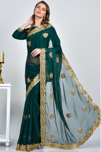Dark Green Evening Saree