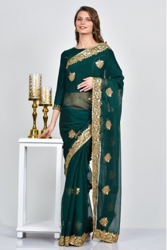 Dark Green Evening Saree