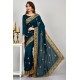 Peacock Green Brocade Indian Party Saree