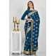 Teal Blue Indian Brocade Style Saree