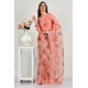 Peach Floral Printed Summer Party Saree