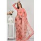 Peach Floral Printed Summer Party Saree
