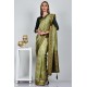 Pista Dark Green Indian Designer Banarasi Saree