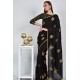 Black Gold Embroidered Party Saree