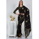 Black Gold Embroidered Party Saree