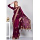 Plum Embroidered Ethnic Saree