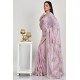Lavender Floral Printed Pakistani Designer Saree