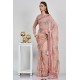 Rose Pink Printed Floral Pakistani Saree