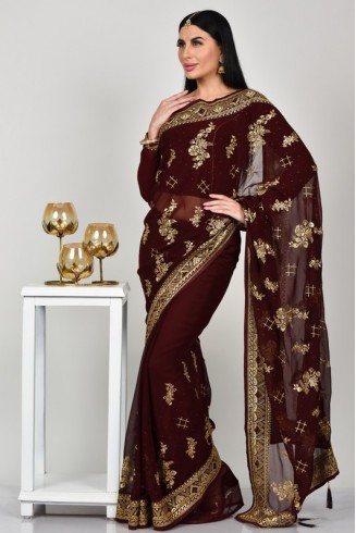 Dark Maroon South Indian Wedding Saree