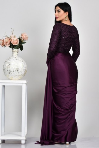 Deep Purple Indian Designer Evening Saree