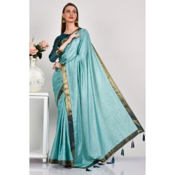 Aqua Indian Dola Silk Wedding Saree Aqua Indian Dola Silk Wedding Saree