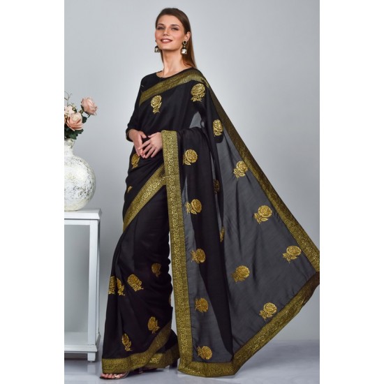 Black Pakistani Designer Luxury Saree