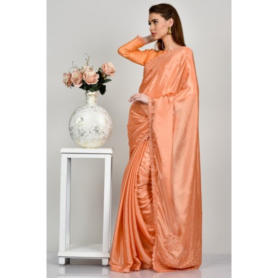 Peach Indian Wedding Readymade Saree