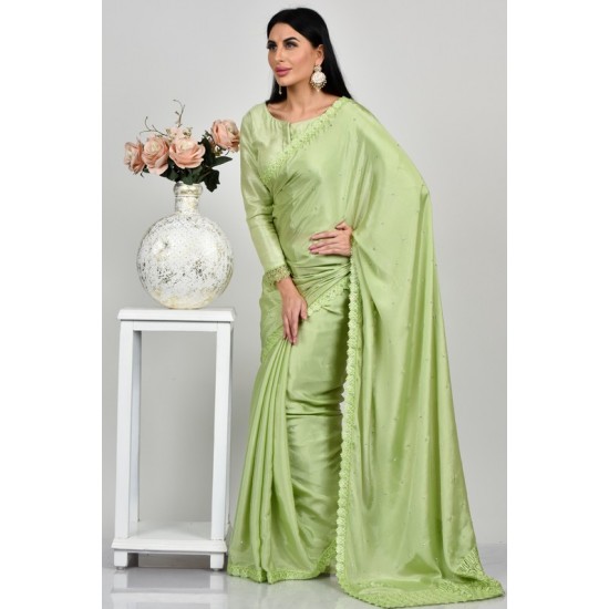 Pista Mehndi Mayoun Wedding Saree