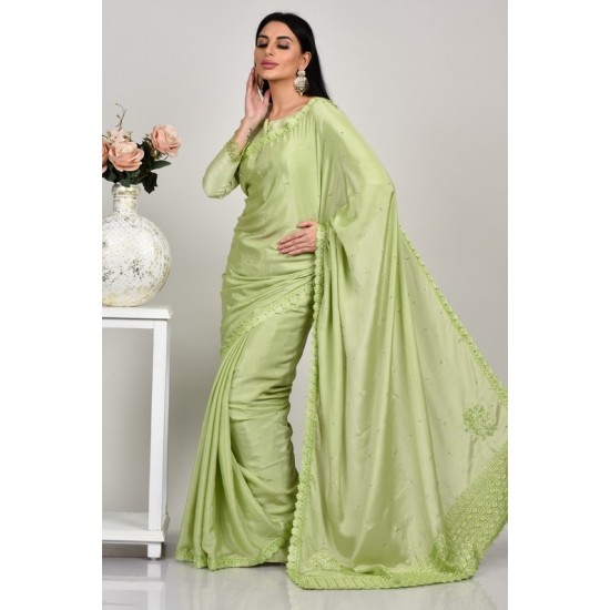 Pista Mehndi Mayoun Wedding Saree