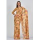 Beige Floral Printed Designer Saree