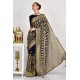 Navy Blue Embroidered Wedding Saree
