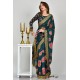 Teal Green Digital Printed Floral Saree