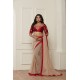 STUNNING NUDE SHADE SHIMMER BEIGE READY MADE SAREE