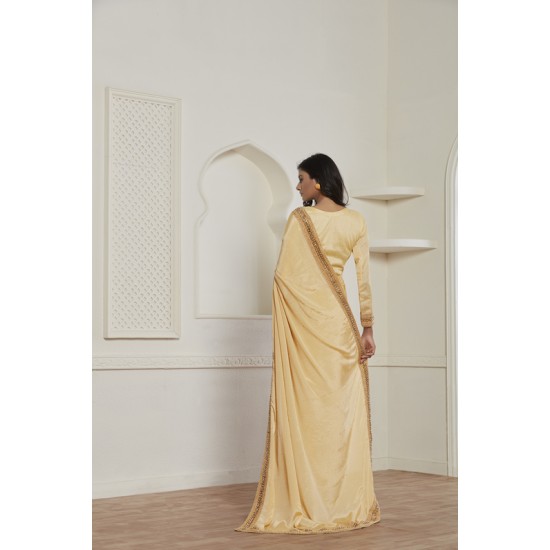 ZACS-612 GOLD SHIMMER GEORGETTE INDIAN WEDDING WEAR SAREE