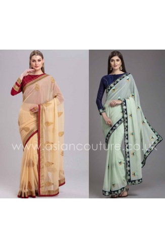 ZACS-859 INDIAN PARTY WEAR DESIGNER READYMADE SAREE