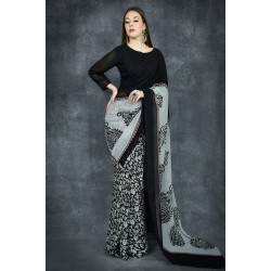 Black & White Versatile Printed Indian Saree Black & White Versatile Printed Indian Saree