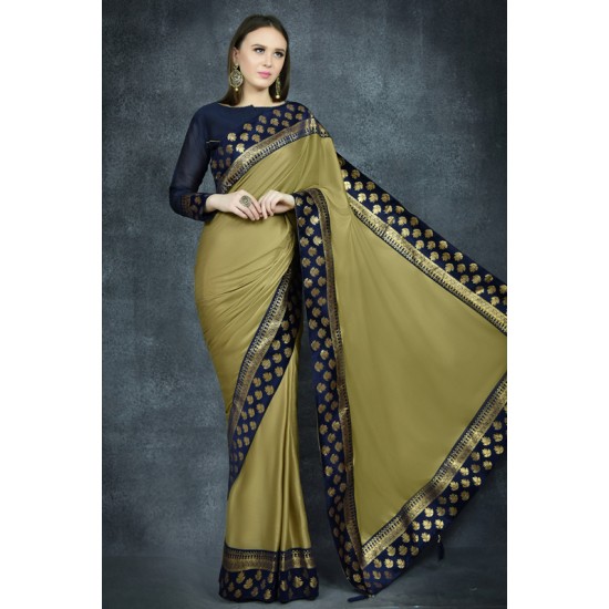 Military Olive & Navy Blue Indian Party Saree