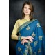 Mosaic Blue Traditional Embroidered Saree