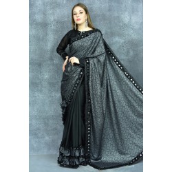 Black & Grey Designer Cocktail Night Party Saree Black & Grey Designer Cocktail Night Party Saree