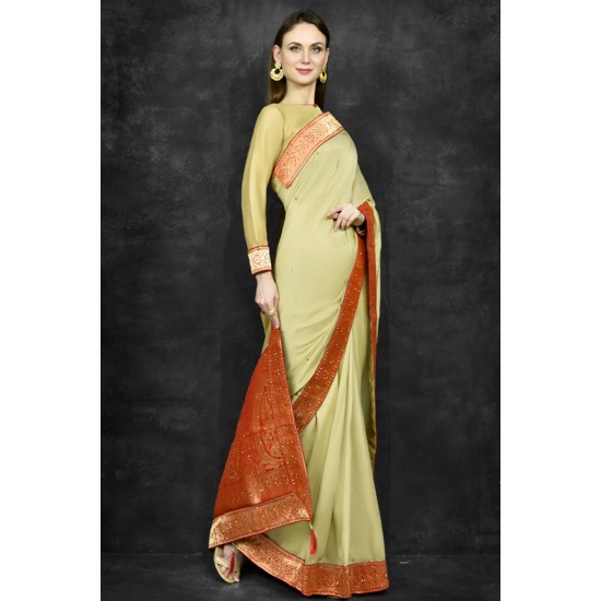 Green Sheen Banarsi Indian Stylish Saree