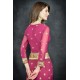 Magenta Purple Golden Embroidered Border Designer Saree