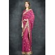 Magenta Purple Golden Embroidered Border Designer Saree