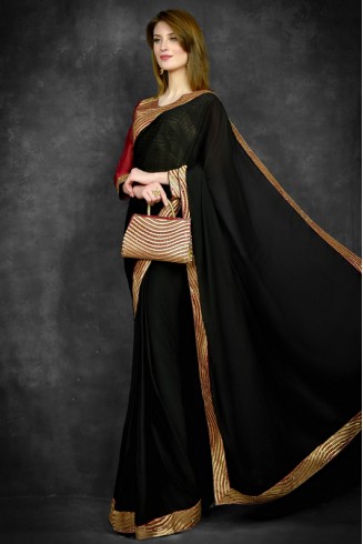 Fantastic Black Bodice Blouse Saree