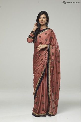 ROSE PINK HEAVY EMBELLISHED INDIAN WEDDING SAREE