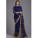 ZACS-872 LUXURY ROYAL BLUE INDIAN PAKISTANI WEDDING SAREE