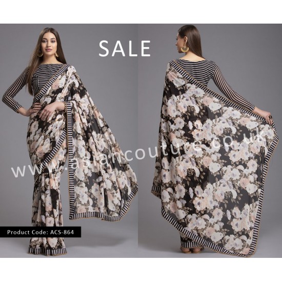 LUXURY NEW FLORAL PRINTED DESIGNER SAREE