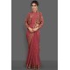 ROSE PINK JACKET STYLE DESIGNER WEDDING SAREE